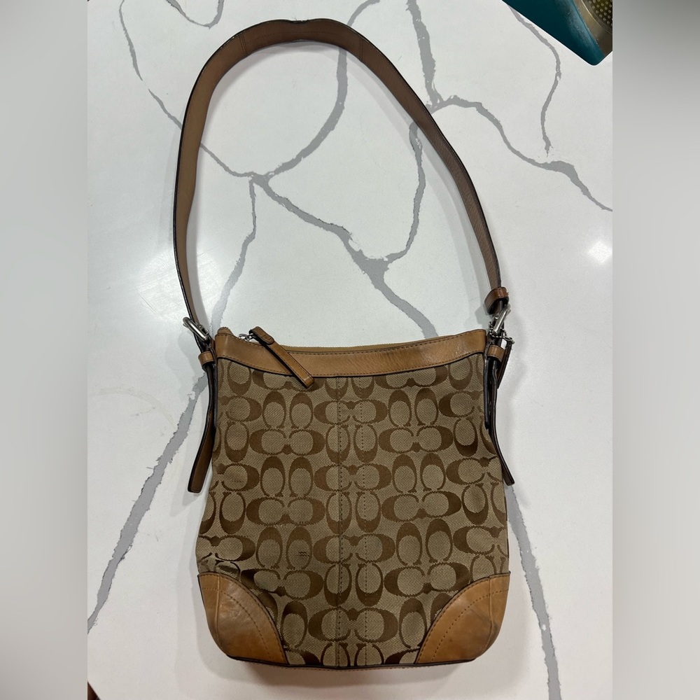 Coach Elegant Brown Monogram Shoulder Bag